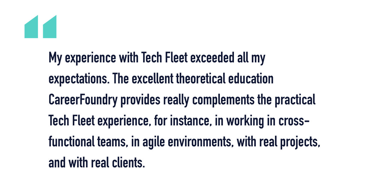 A quote from Anna about her experience with Tech Fleet