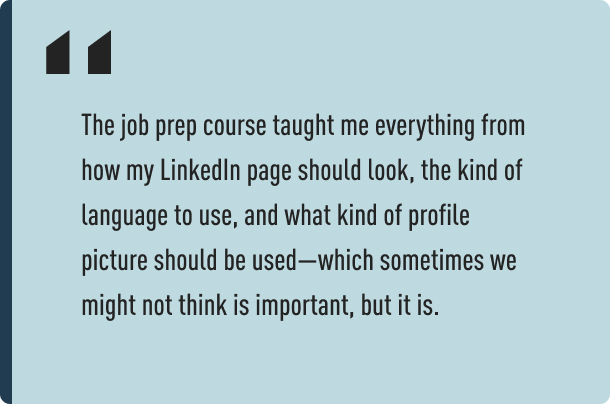 A quote from Filipe about the job preparation course at CareerFoundry