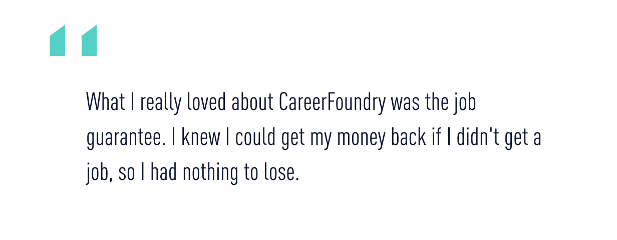 A quote from Alice about her career change journey